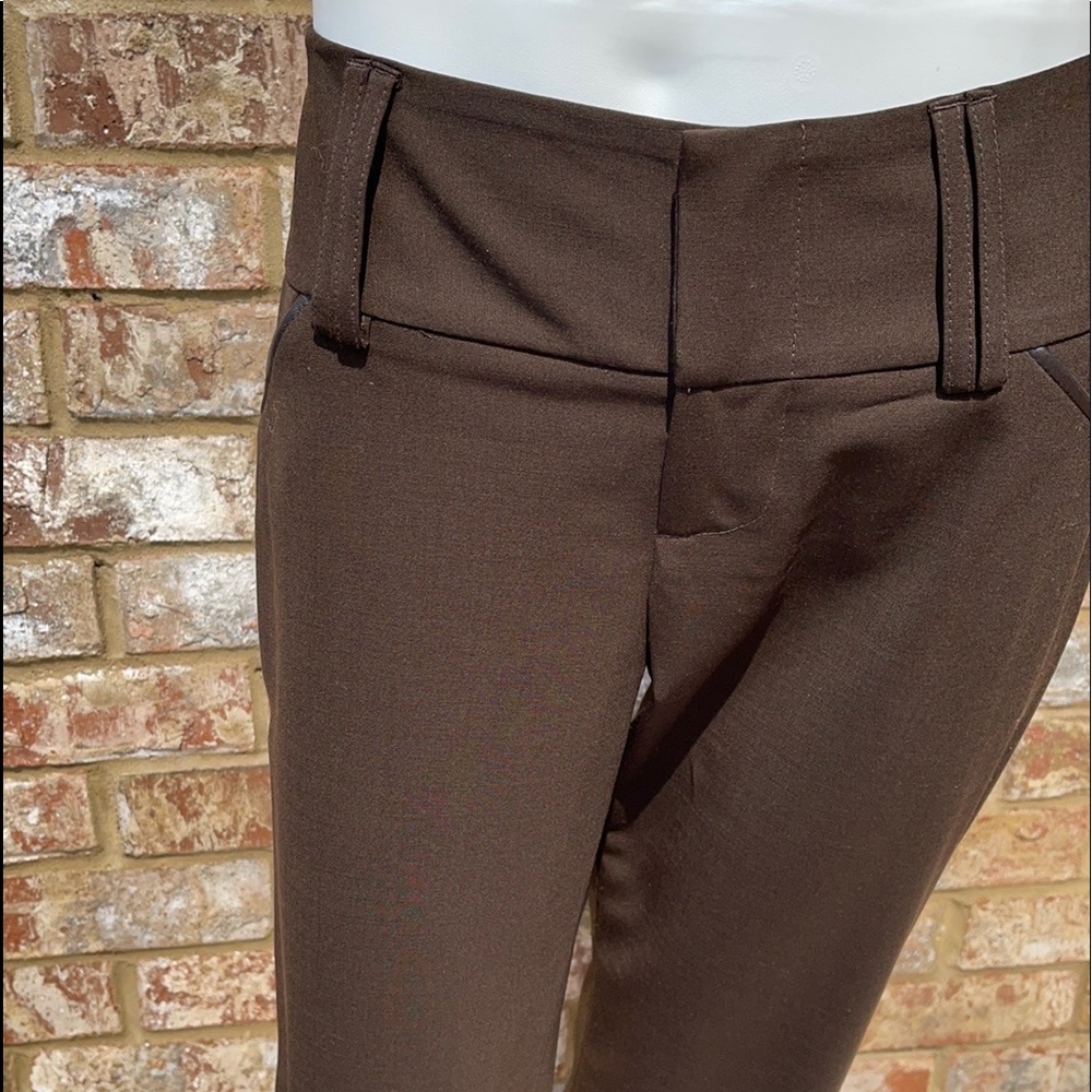Alice+ Olivia Leather-Trimmed Wool-Blend Bootcut Pants - Picture 3 of 8